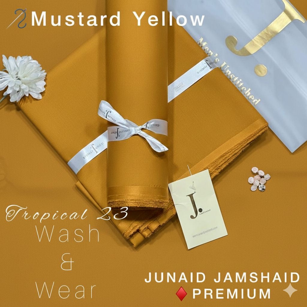 Dark MUSTARD BLENDED UNSTITCHED KAMEEZ SHALWAR FABRIC