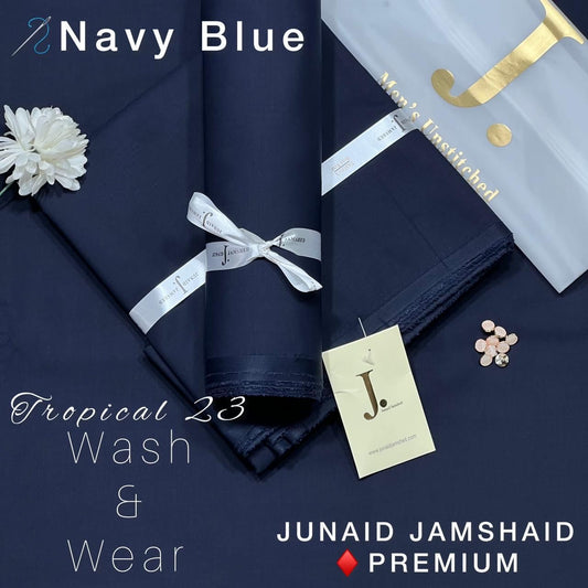 Navy Blue BLENDED UNSTITCHED KAMEEZ SHALWAR FABRIC