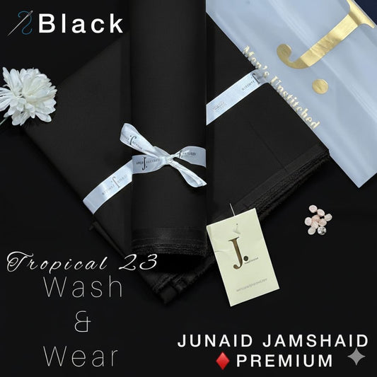 Black BLENDED UNSTITCHED KAMEEZ SHALWAR FABRIC