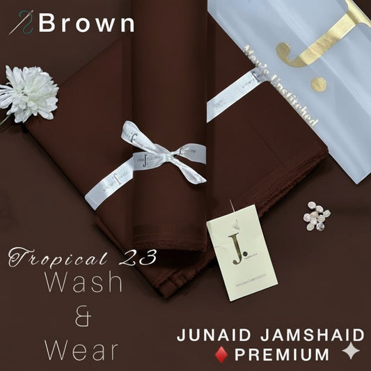 Dark BROWN BLENDED UNSTITCHED KAMEEZ SHALWAR FABRIC